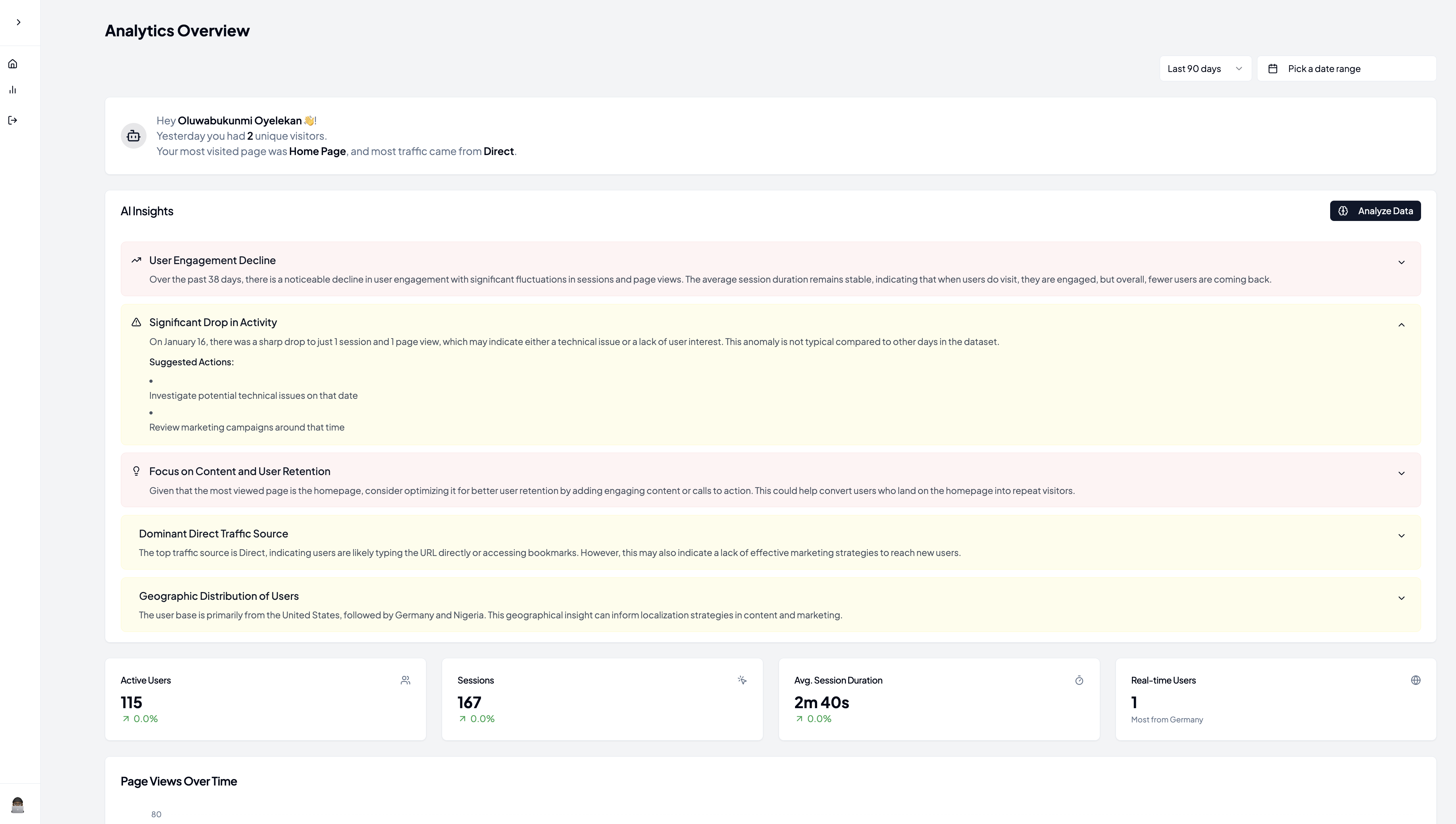 EasyAnalytics dashboard preview